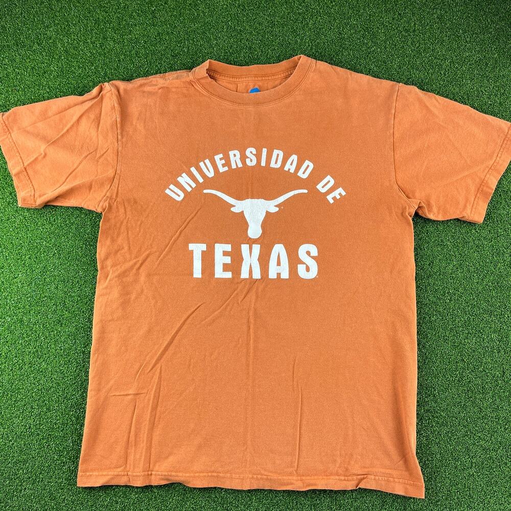 Y2K University of Texas Longhorns NCAA Orange T-Shirt Sz M